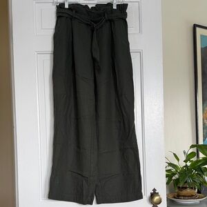 Uniqlo High-Waist Wide Leg Linen Blend Trousers with Self-Tie Belt - Women’s